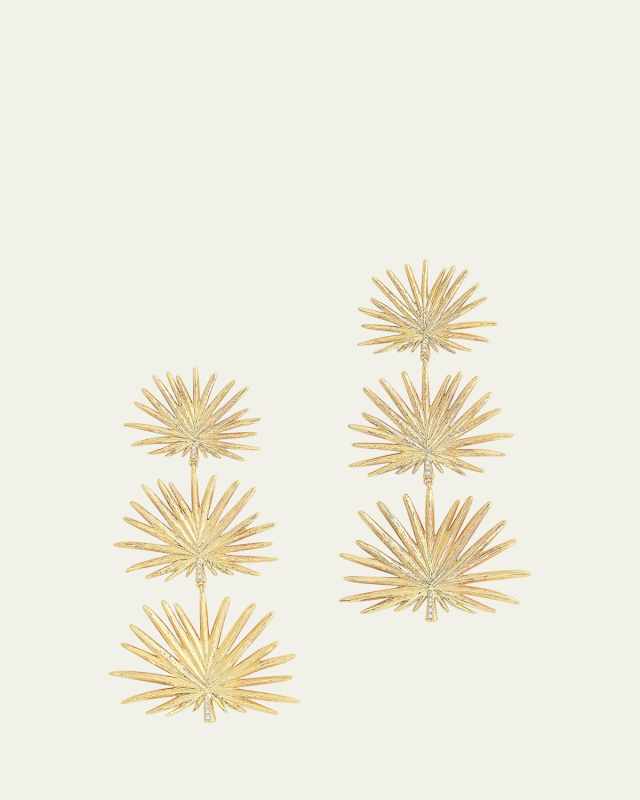 Triple Fan Palm Dangle Earrings, Large